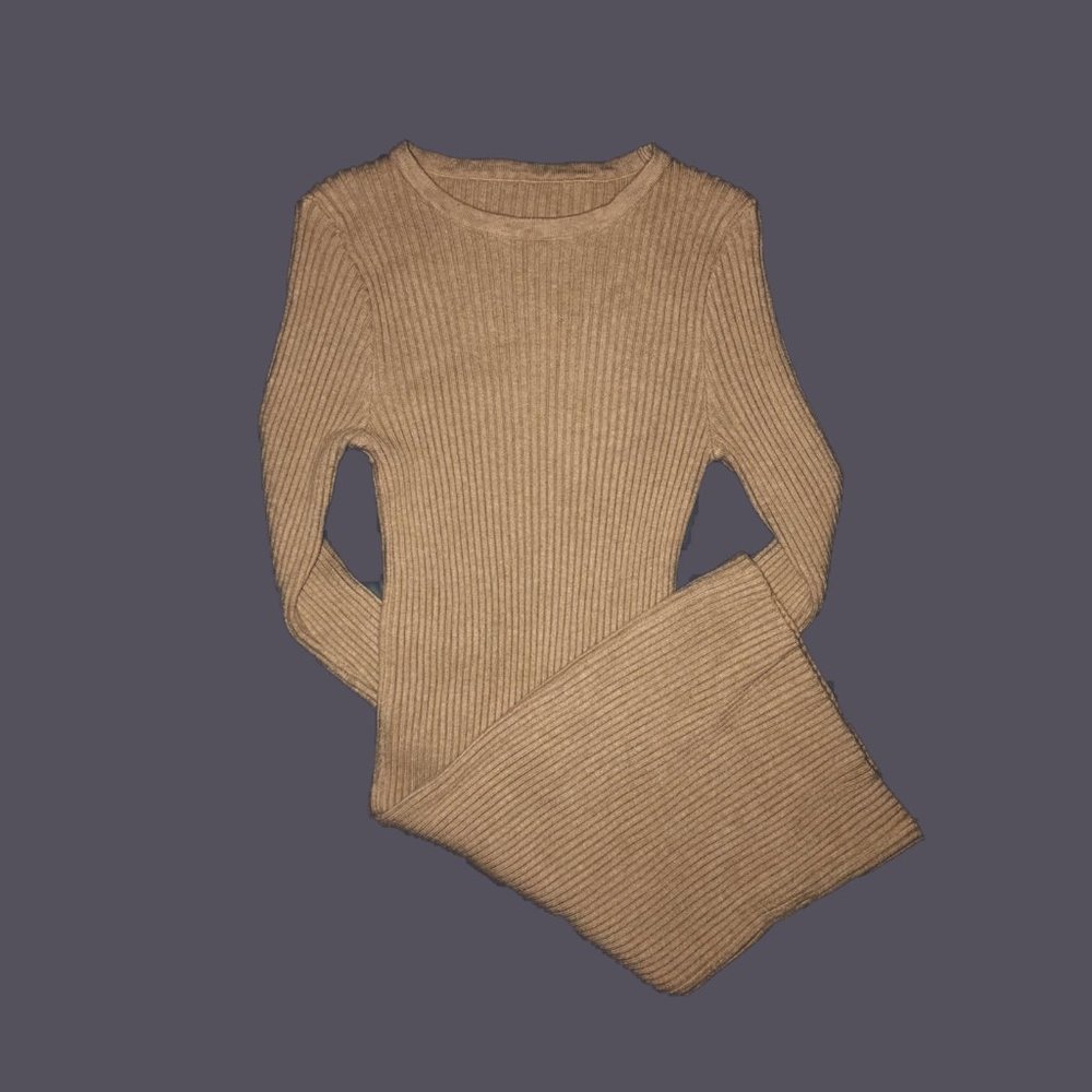 J Star Ribbed Long Sleeve Bodycon Dress - Nude